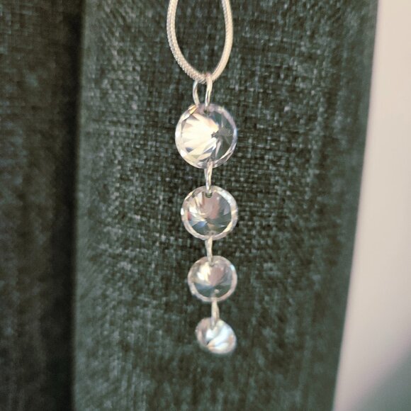 3/$15 silver plated snake chain with diamond like pendant - Picture 4 of 5